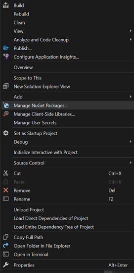 manage nuget 